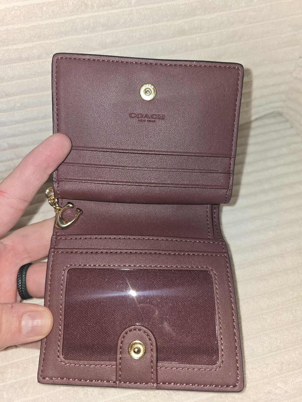 Coach Snap Wallet Leather Gold True Pink - Picture 4 of 7